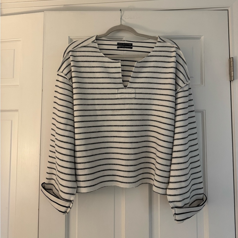 Urban Outfitters Black and White Bell Sleeve Blouse